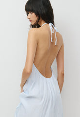 Sunpost Linen Halter Dress - VLABLU/BRGTWHT