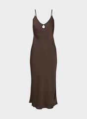 Duskfall Satin Dress - RICH MOCHA BROWN/BLACK