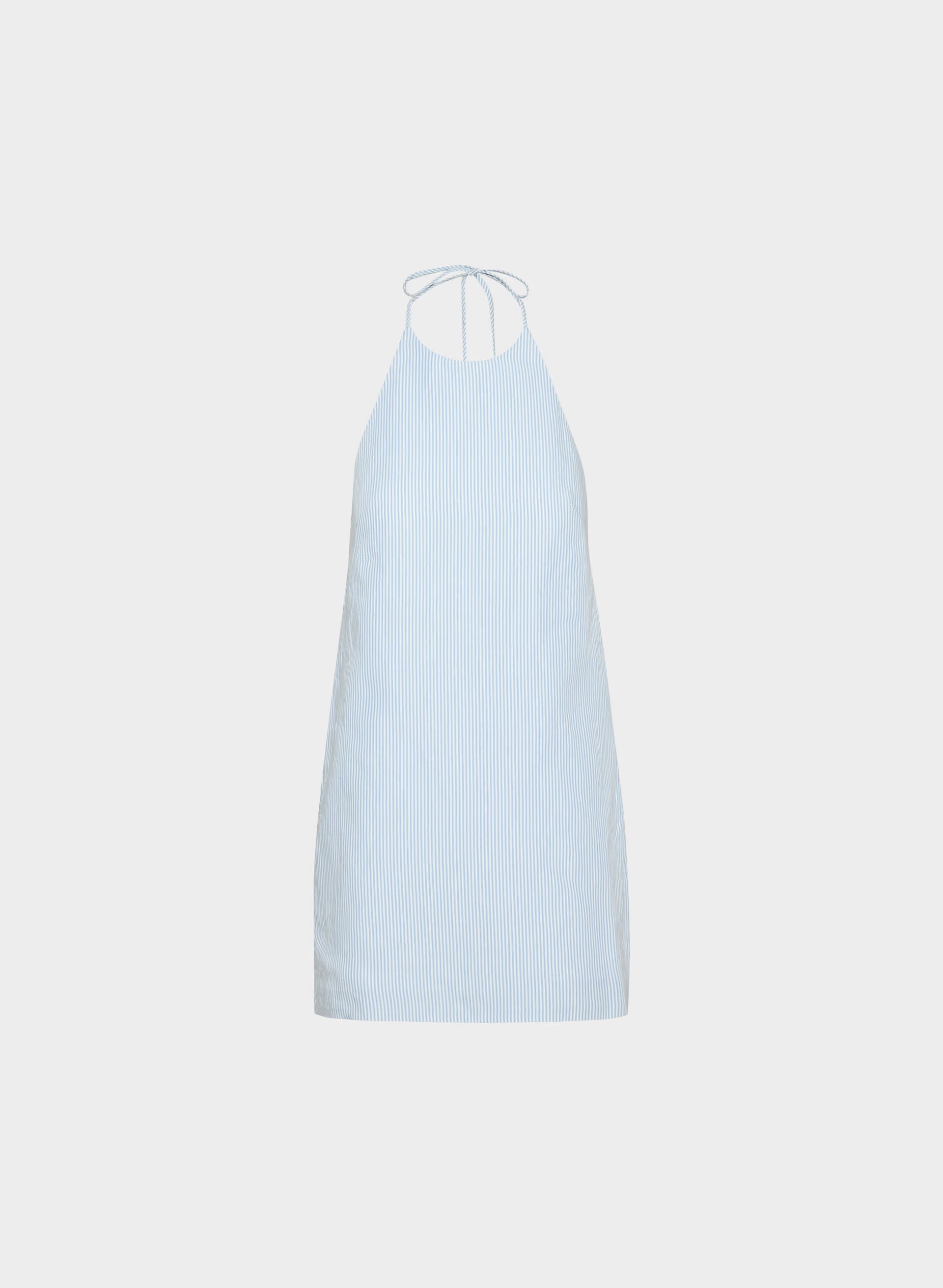 Stillwater Halter Dress - CruiseLinen™ - WLN STP WHT/CRNFLR BL