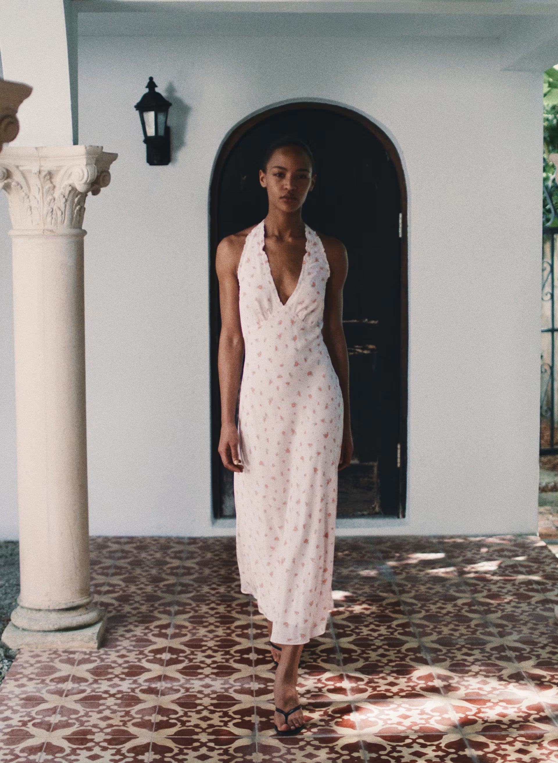 Hedgerow Halter Dress - PALE PEACH/PINK