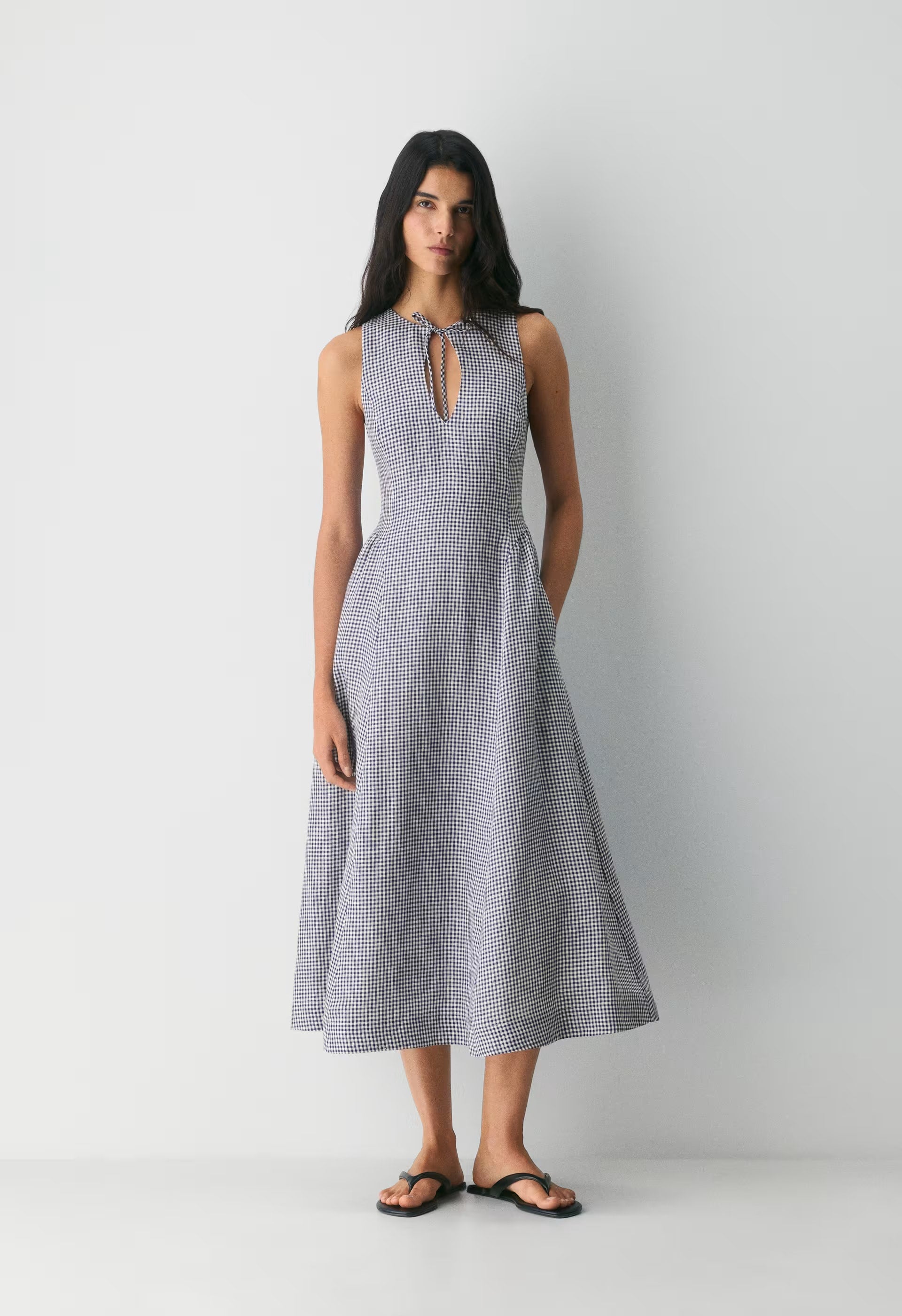 Countess Linen Dress - SRPN CK LT BRH/HBR NVY