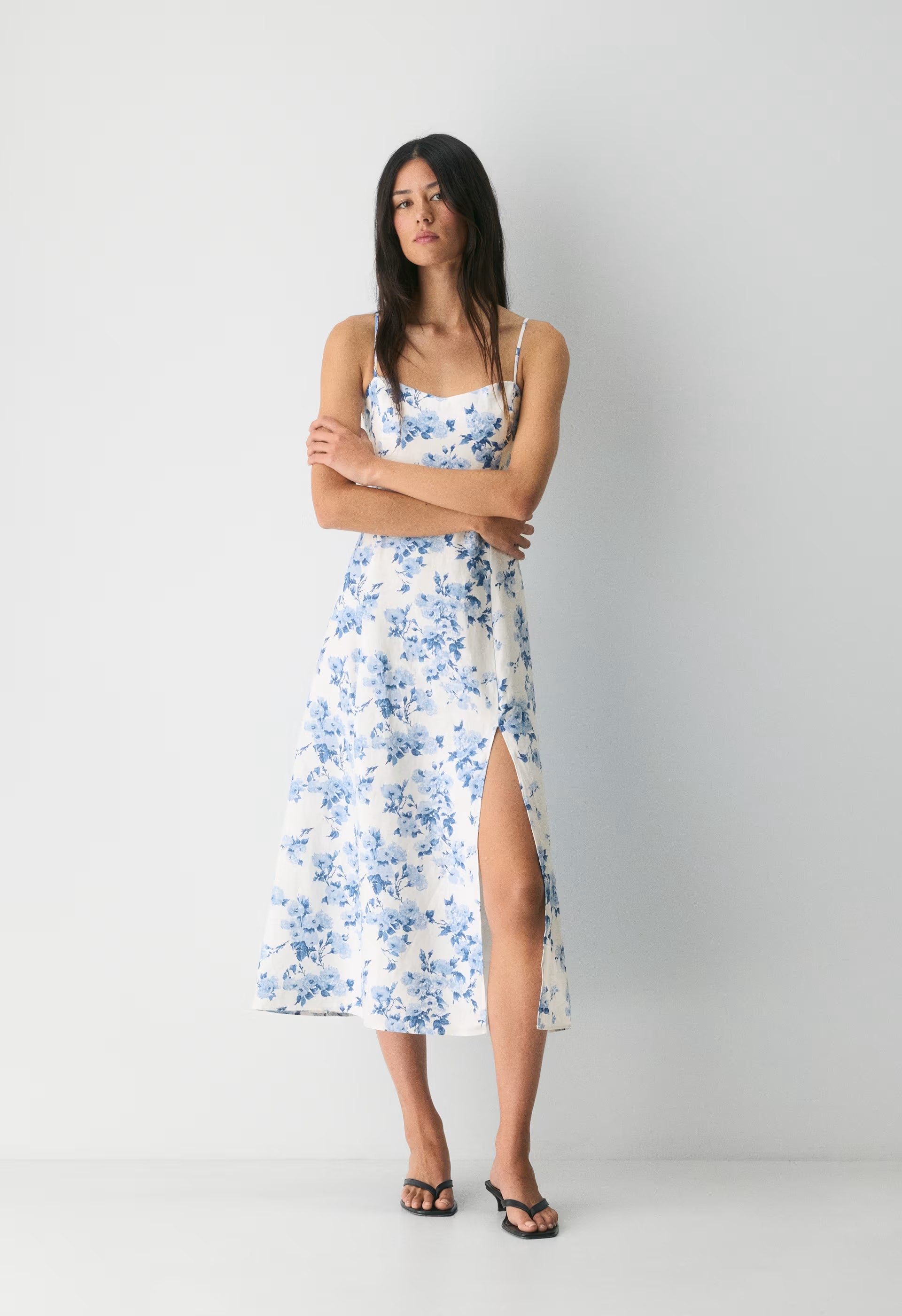 Barrafina Linen Dress - WHITE/ FR BLUE