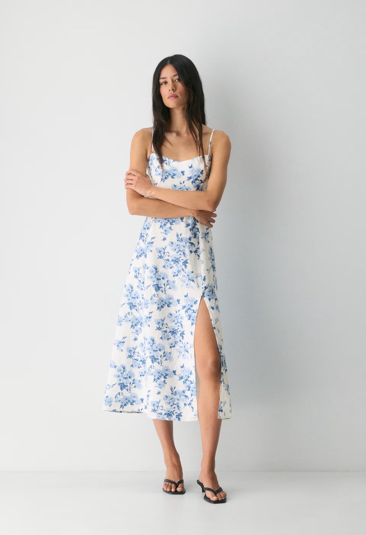 Barrafina Linen Dress - WHITE/ FR BLUE
