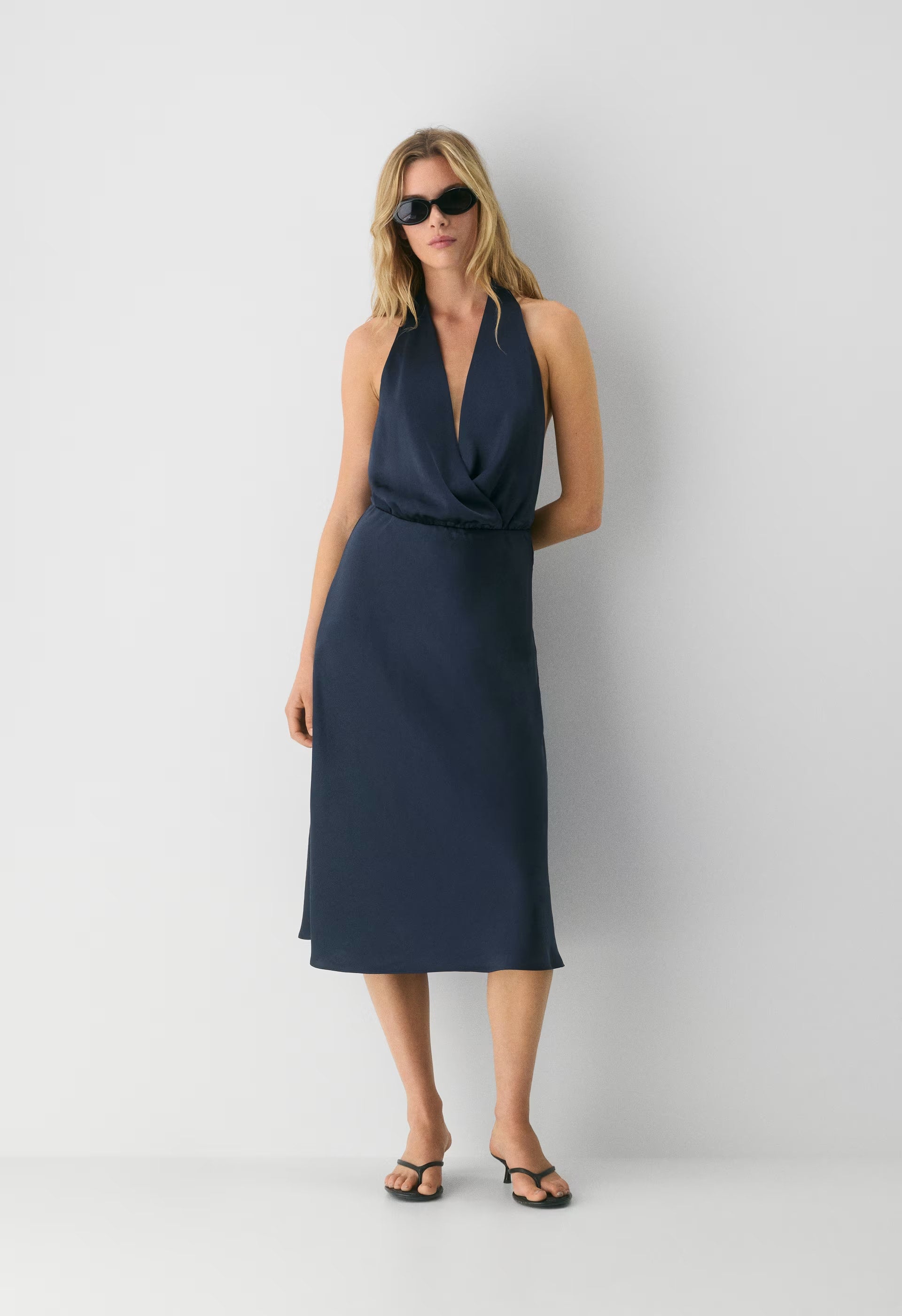 Sprig Satin Halter Dress - SWEET PEA PURPLE