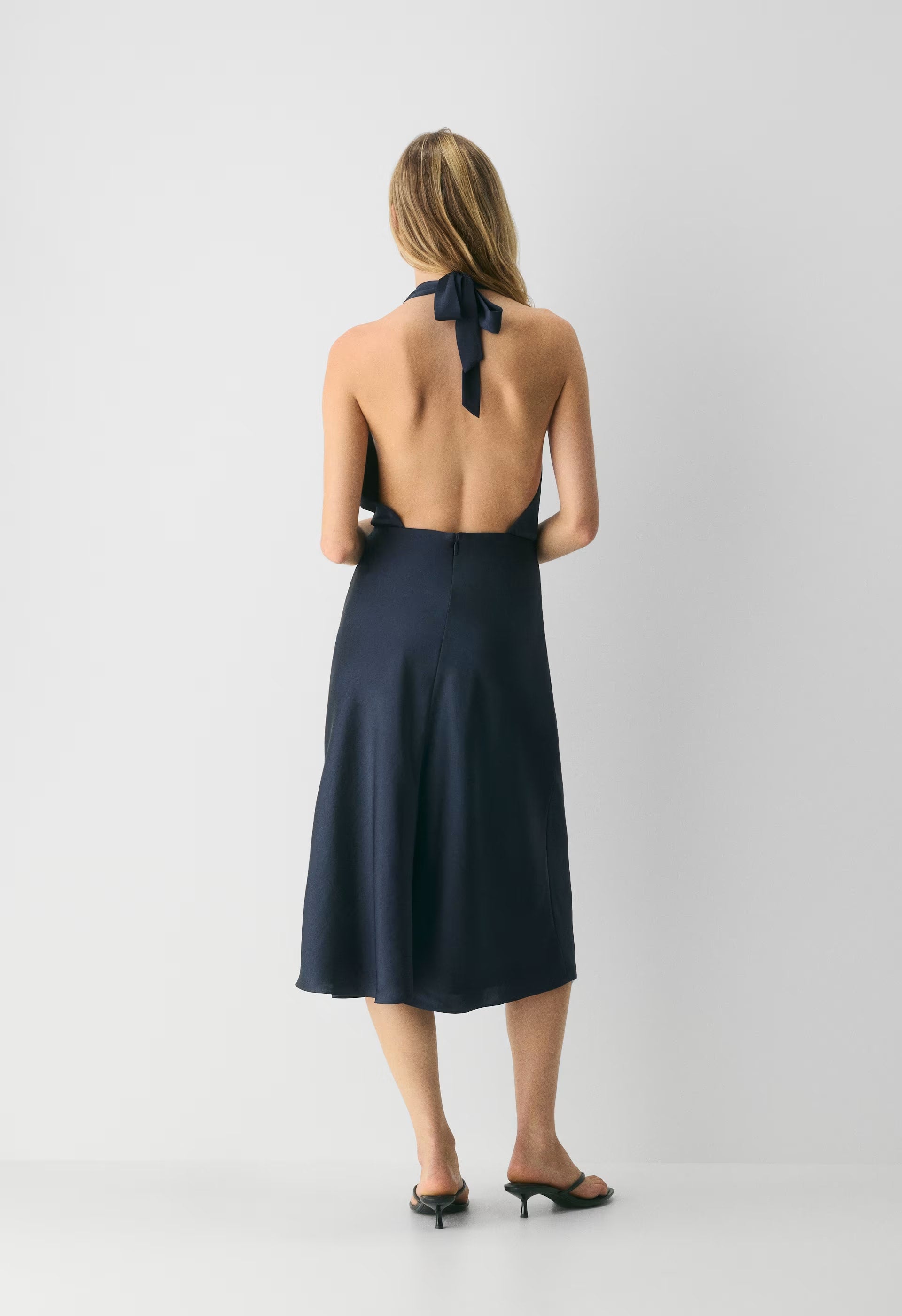Sprig Satin Halter Dress - AGAVE GREEN