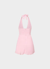Nightscape Satin Halter Micro Dress - MILKSHAKE PINK