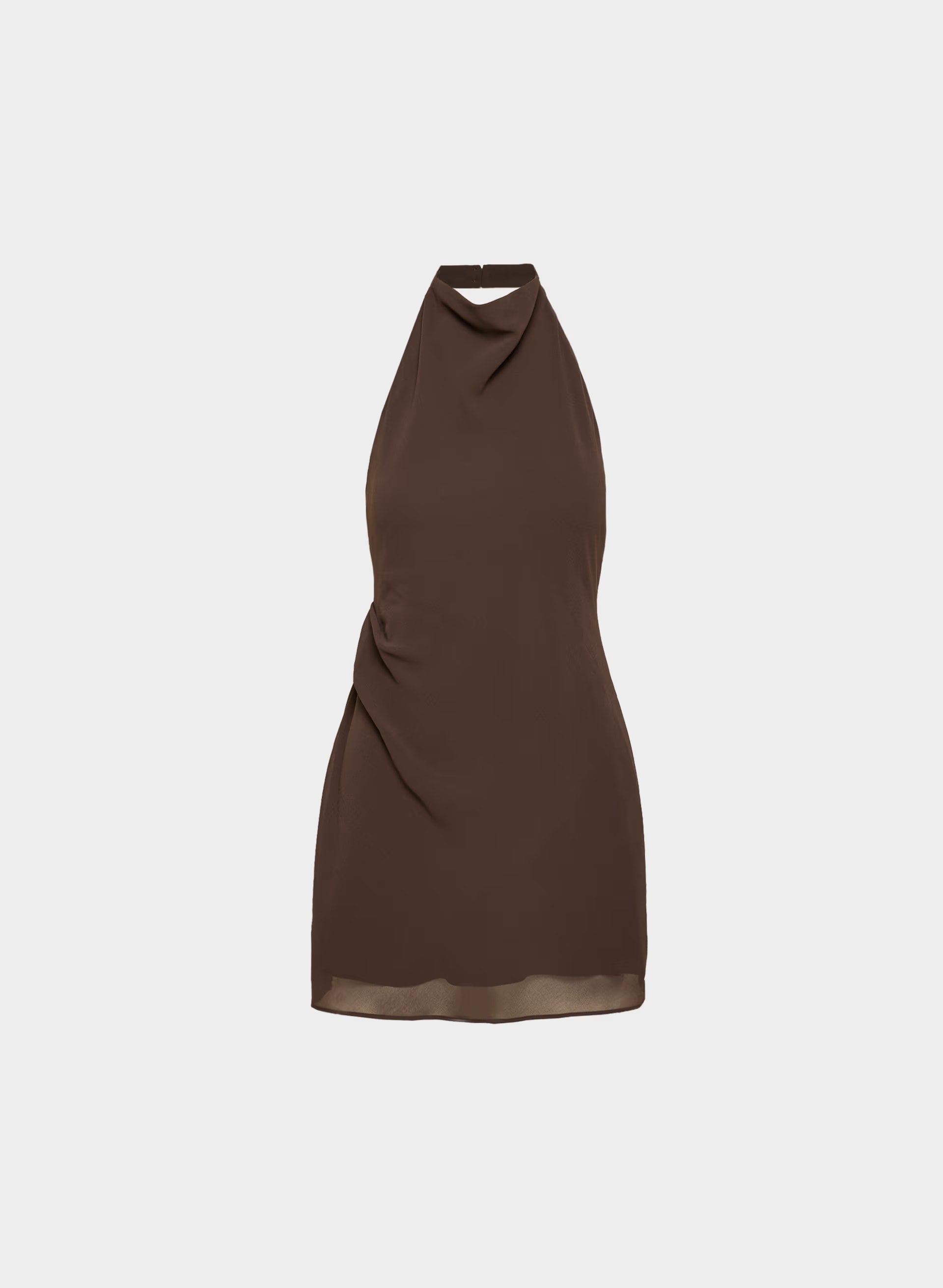 Fête Chiffon™ Audience Mini Halter Dress - RICH MOCHA BROWN