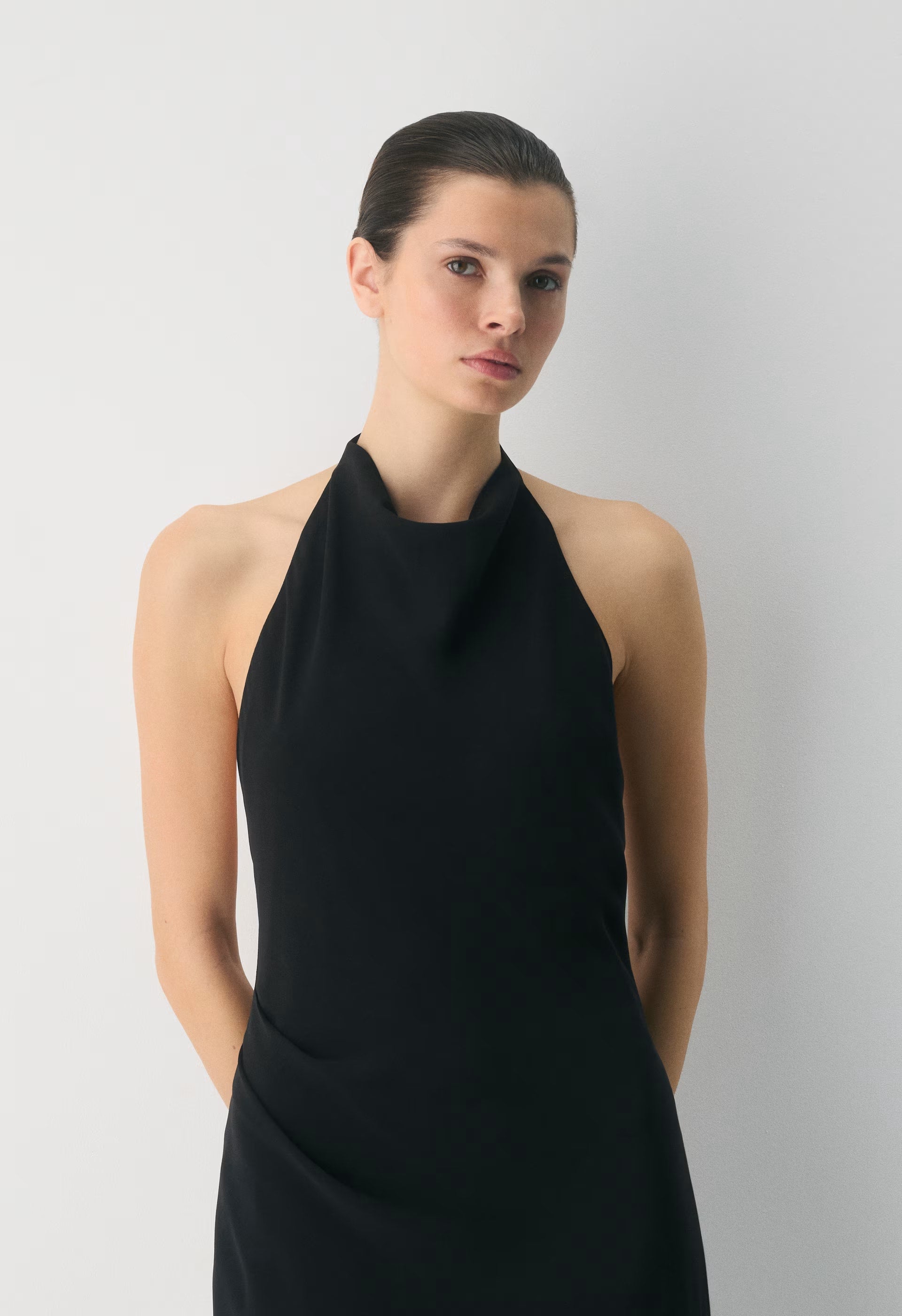 Fête Chiffon™ Audience Halter Dress - BLACK