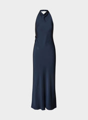 Audience Satin Full Halter Dress - ADMIRAL