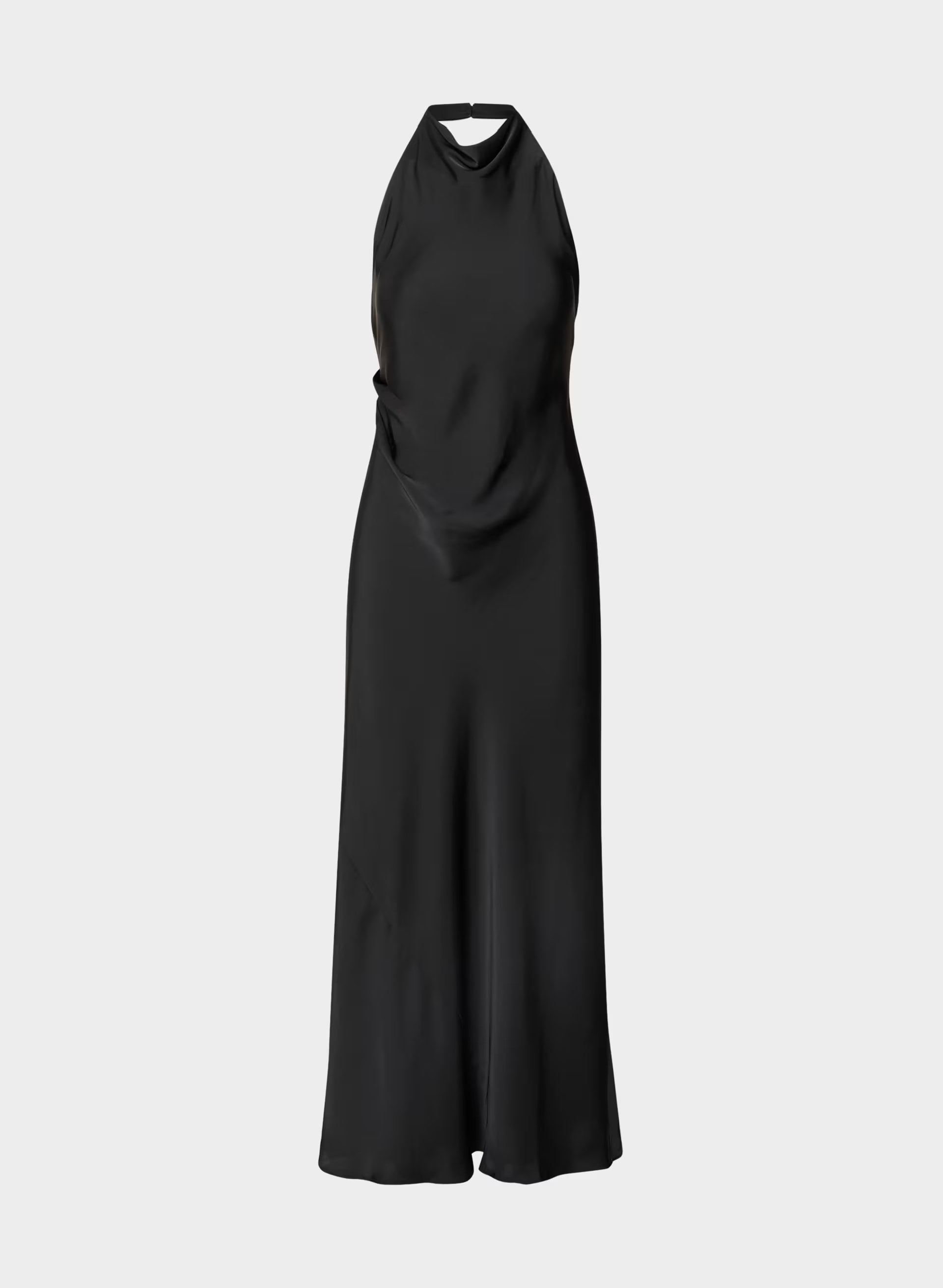 Audience Satin Full Halter Dress - BLACK