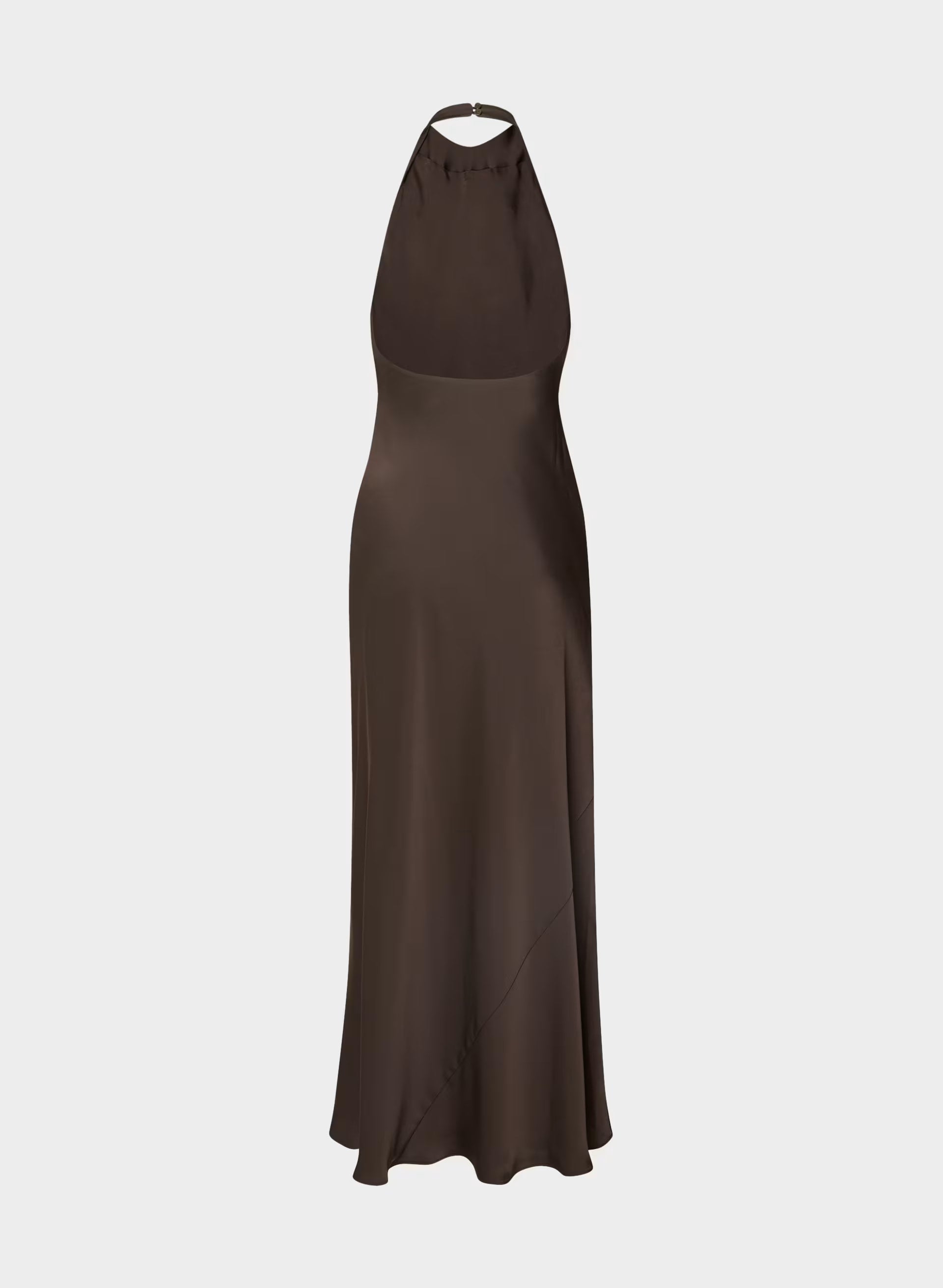 Audience Satin Full Halter Dress - RICH MOCHA BROWN