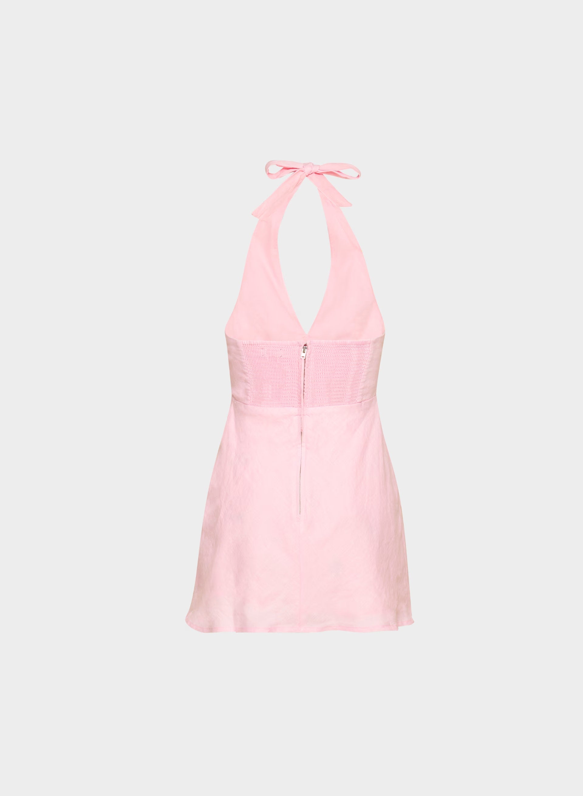 Nightscape Linen Halter Micro Dress - MILKSHAKE PINK