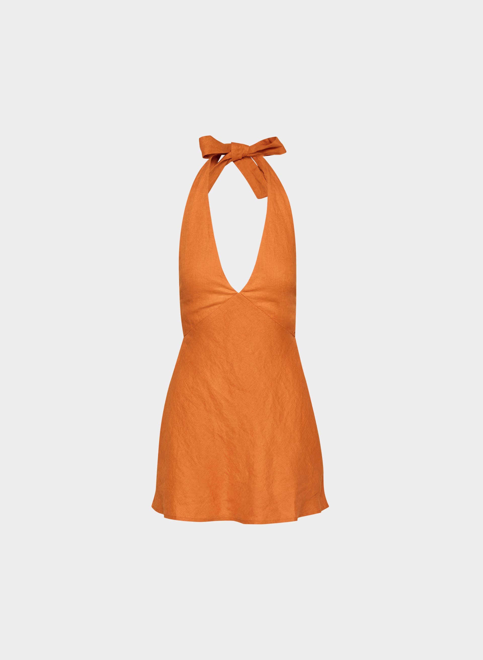 Nightscape Linen Halter Micro Dress - MESA ORANGE