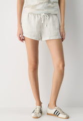 Ansel Linen Short - INGD STRP W /NTRL ECRU